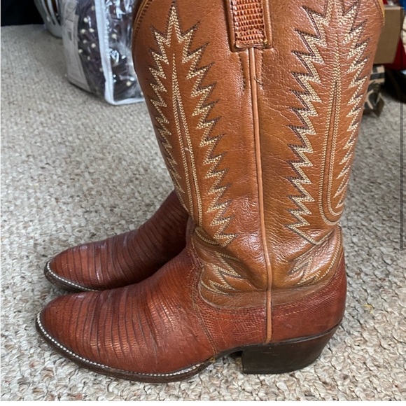 DAN POST LEATHER WESTERN BROWN COWBOY BOOTS 8 1/2 B MENS - Picture 2 of 5